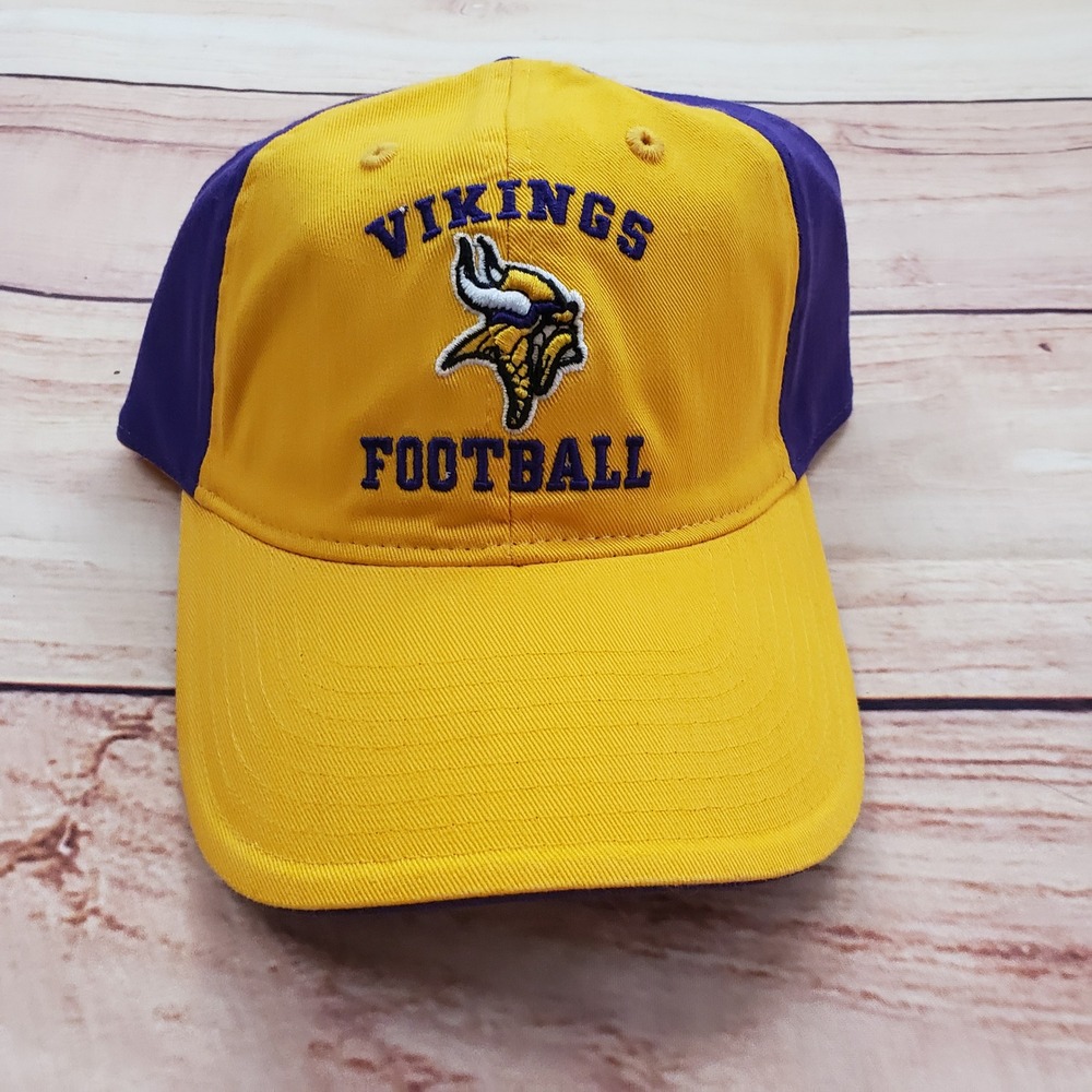 Minnesota Vikings Hat Cap Mens Strap Back Purple Yellow Adjustable NFL Football